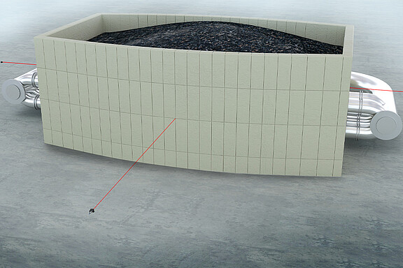 Ausdehnungsmessung an der Betonwand eines Energiespeichers 