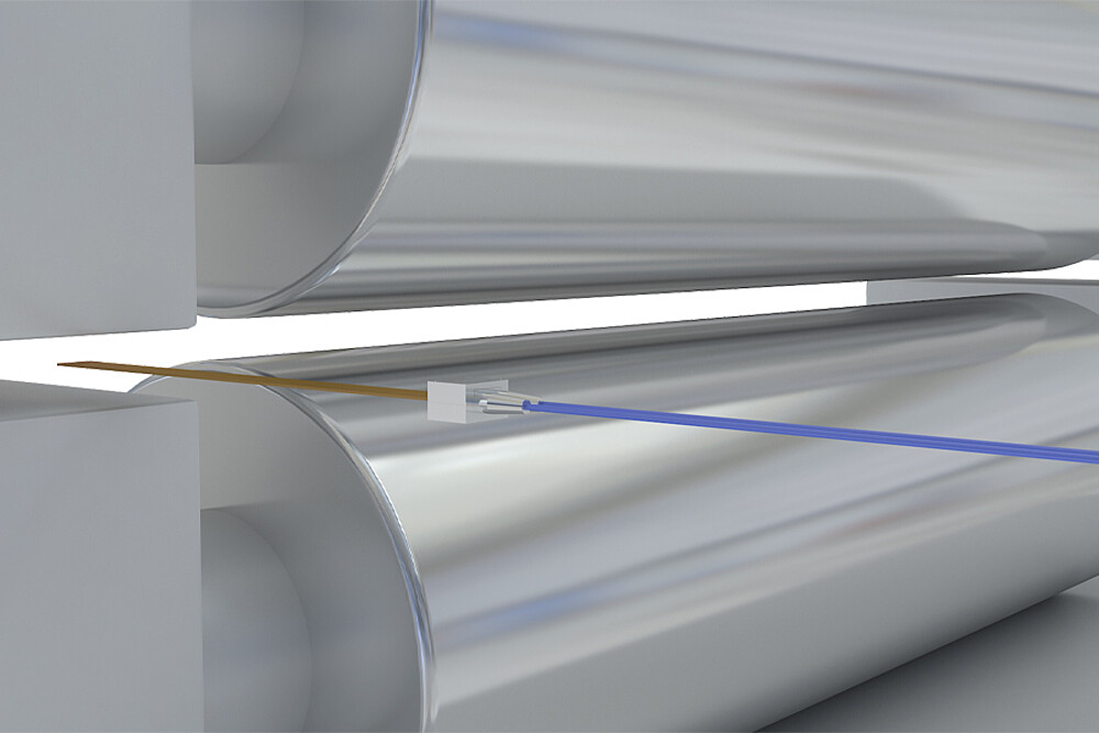 カレンダリング工程におけるロールギャップ測定